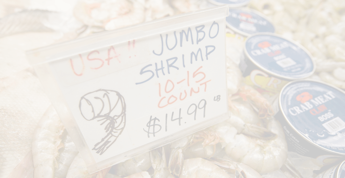 shrimp with price sign